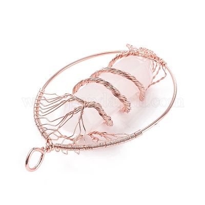 Естественно розового кварца большие кулоны G-F702-02RG-A-1