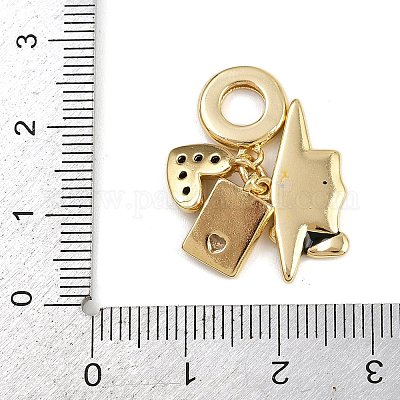 Европейские подвески-подвески из латуни с паве из прозрачного кубического циркония KK-N271-31G-1