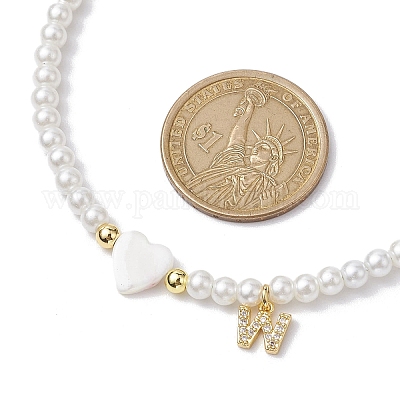 Ожерелья с подвесками из латуни микро-паве класса AAA с кубическим цирконием и буквами NJEW-JN04771-23-1