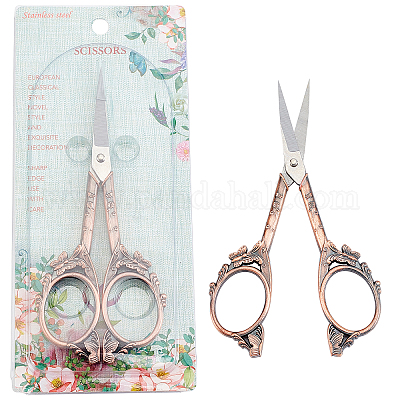SUNNYCLUE 1Set 4.7Inch Stainless Steel Embroidery Scissors Butterfly  Pattern Vintage Style Pointed Tip Sewing Shears for Papercraft Crochet  Cross