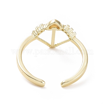 Открытое кольцо-манжета со стрелой купидона из прозрачного циркония RJEW-H127-39G-1