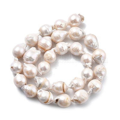 Нити натуральных бусин с ядровым жемчугом PEAR-B004-15B-02B-1