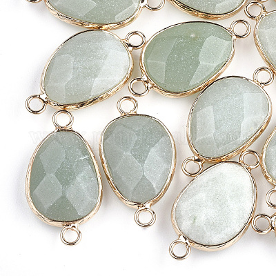 Соединители звеньев натурального зеленого авантюрина X-G-S344-02F-1