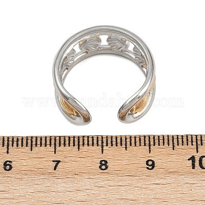 Двухцветные манжетные кольца из нержавеющей стали 304 RJEW-S635-01GP-20-1