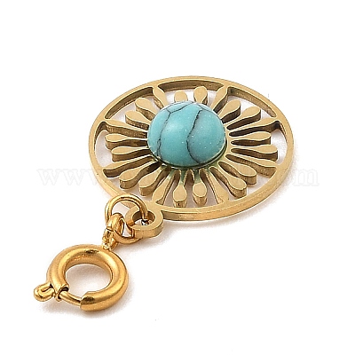Натуральные зеленые бирюзовые плоские круглые подвески в стиле бохо украшения STAS-K260-02G-1