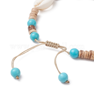 Браслеты из синтетической бирюзы и ракушек BJEW-JB11510-01-1