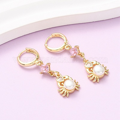 Латунные микро проложить серьги обруча кубического циркония EJEW-A149-04A-G-1