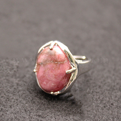 Bague r glable ovale en rhodonite naturelle en gros pour cr ation