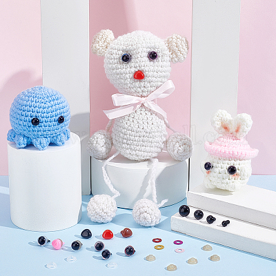 2 коробка 2 стильных пластиковых кукольных глаз и носа DOLL-GA0001-14-1