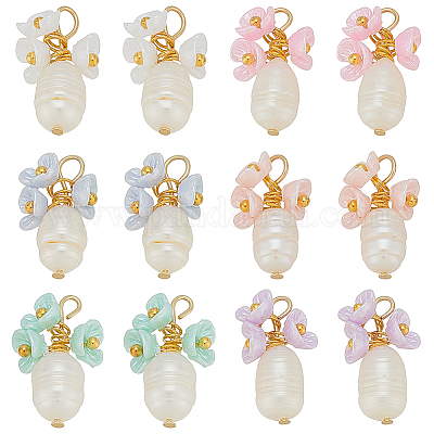 12 шт. подвеска из двухцветной смолы и натурального жемчуга PALLOY-PH01821-1