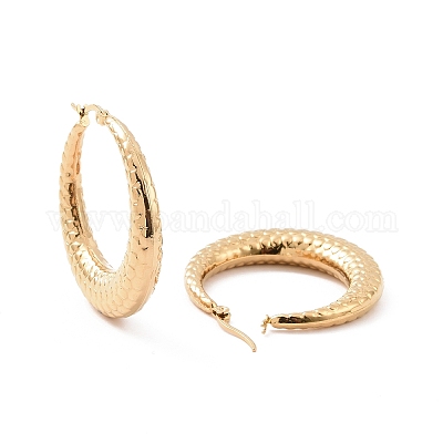 Серьги-кольца из нержавеющей стали 304 с ионным покрытием (IP) EJEW-M212-01G-1