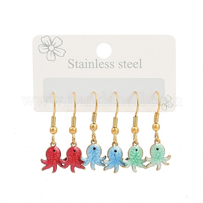 Серьги-подвески из нержавеющей стали 304 серии Ocean EJEW-K017-01D-G-1