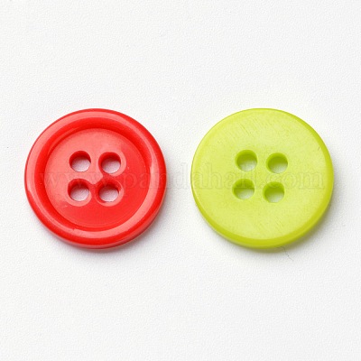 Lovely Four-Hole Assorted Buttons, ABS Plastic Button, Mixed Color, About 15mm in Diameter, Hole: 2mm, About 400Pcs/Bag Plastic