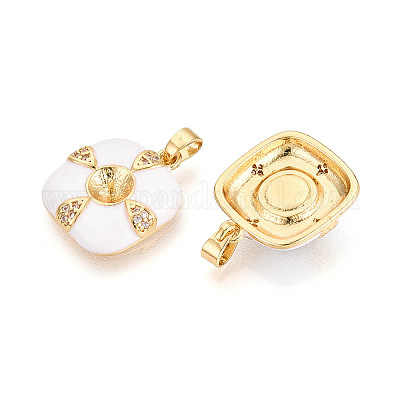 Латунный микро-паве кубический кубик циркония жемчужина KK-T079-07G-1