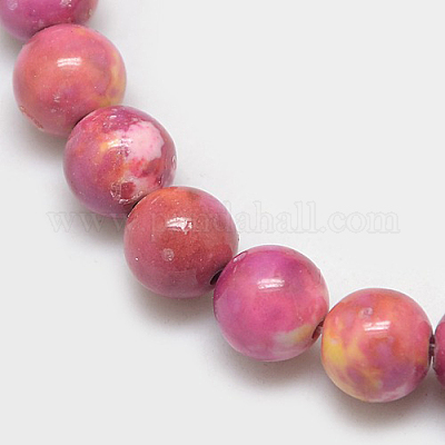 Синтетические ископаемое бисер пряди G-L028-6mm-07-1