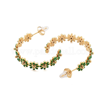 Серьги-гвоздики из нержавеющей стали 304 с эмалью EJEW-S226-02G-03-1