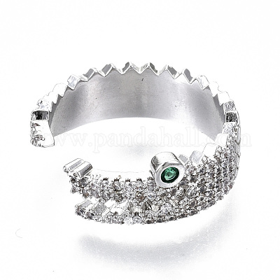 Латунные кольца из манжеты с прозрачным цирконием RJEW-S045-021P-NR-1