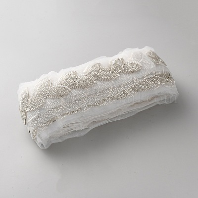 Стеклянный бисер лист сетка ткань кружево лента DIY-WH0661-69A-1