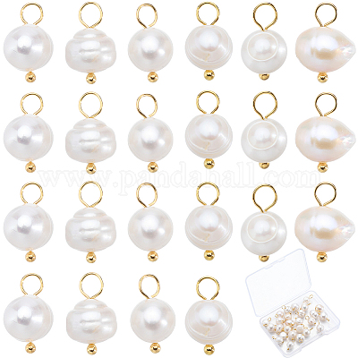 Подвески-картофелины из натурального пресноводного жемчуга с позолоченными петлями из нержавеющей стали 304 PALLOY-SC00004-1