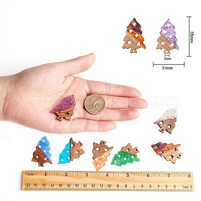 Прозрачные и непрозрачные подвески из смолы и ореха RESI-SZ0001-02-1