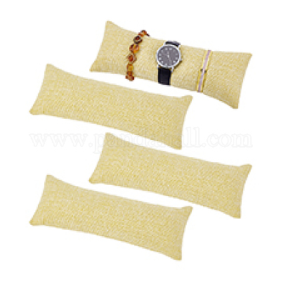 Длинная подушка из льняной ткани для демонстрации браслетов AJEW-WH0678-90-1
