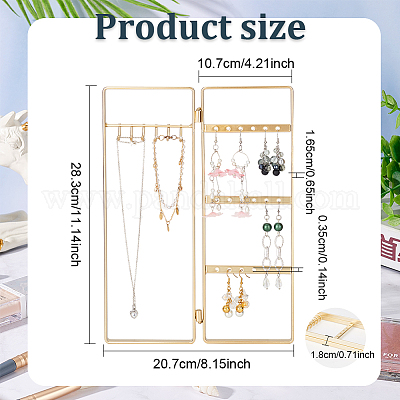 Железные подставки для складных ширм для ювелирных украшений с 2 складными панелями EDIS-WH0029-83B-1