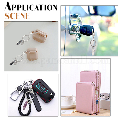 12 шт. 6 стильные брелки из медной проволоки с натуральным и синтетическим драгоценным камнем KEYC-NB0001-31-1