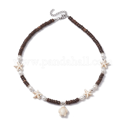 Женские ожерелья с подвеской из синтетической бирюзы в виде морской черепахи NJEW-JN04665-1