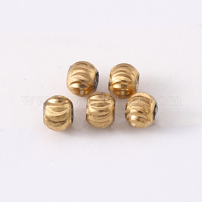 201 рифленые бусины из нержавеющей стали STAS-S103-17A-G-1