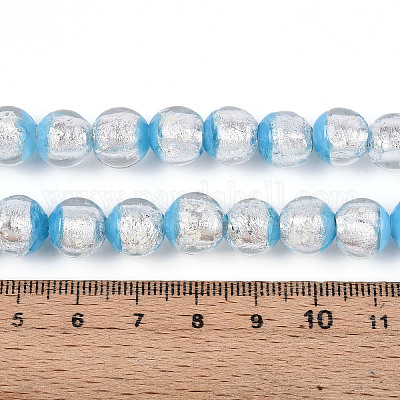 Светящиеся бусины ручной работы из серебряной фольги в технике лэмпворк FOIL-N029-03C-1