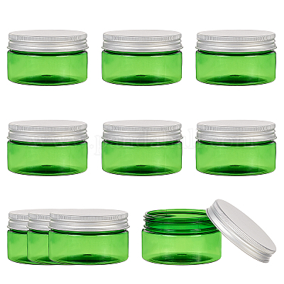 Shop BENECREAT Green Plastic Cosmetic Jars Plastic Cans Container Jars with Aluminum Lid for Makeup Lotion Sample Facial Cream Ointment for Jewelry Making - PandaHall Selected
