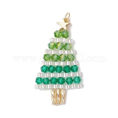 Новогодняя елка из стеклянных бисеров с подвесками в виде звезд PALLOY-MZ00858-1