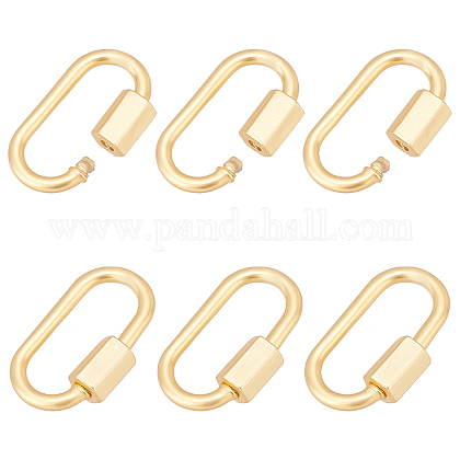 SUPERFINDINGS 6Pcs Brass Screw Carabiner Lock Charms Oval Keychain Clip Hook 10x20mm Real 18K Gold Plated Jewelry Carabiner Clasp for Necklaces Jewelry Making KK-FH0002-91-1