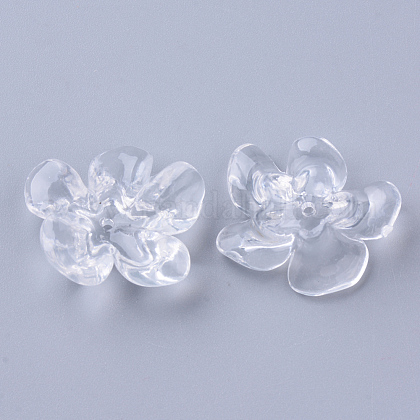 透明なアクリルビーズ  花  透明  25~26x21x8~9mm  穴：1.4mm X-TACR-N006-01A-1