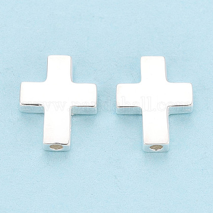 スターリングシルバーの宗教クロスビーズ925個 銀 10x8x2mm 穴：1.2mm