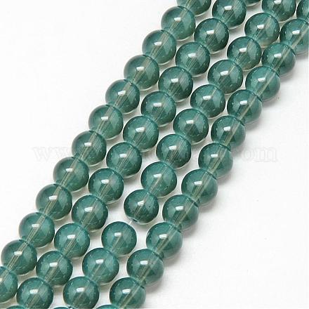 Baking Painted Glass Beads Strands DGLA-Q023-8mm-DB16-1