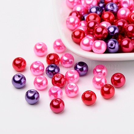 Conjuntos de perlas de vidrio de mezcla de San Valentín HY-X006-8mm-10-1