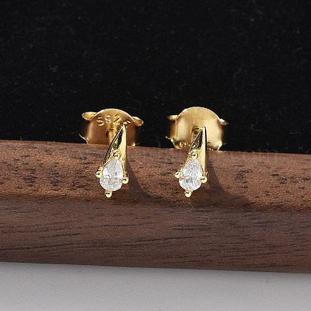 925 серьги-гвоздики из стерлингового серебра с прозрачным кубическим цирконием EJEW-Q032-01F-G-1