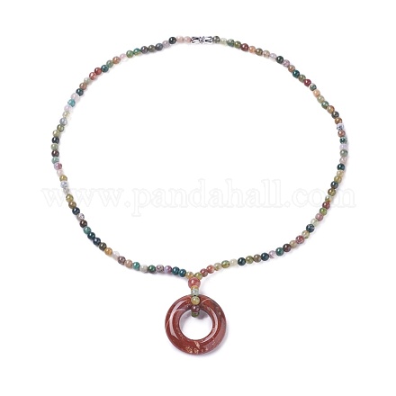 Natural Indian Agate Beaded Necklaces NJEW-L158-04-1