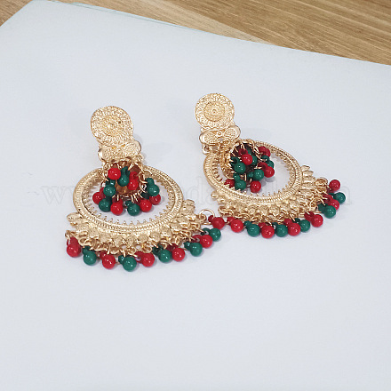 Колокольчик из сплава смолы в богемном стиле с плоскими круглыми серьгами-люстрами FS-WG374F0-01-1