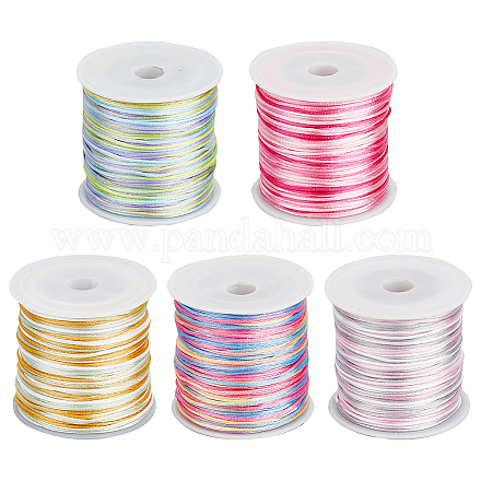Superfindings 5 rouleaux 5 couleurs cordon de fil de nylon teint par segment NWIR-FH0001-04B-1