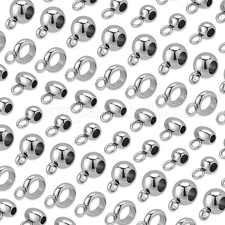 Ph pandahall 80pcs 304 Edelstahlbügel Perlen 4 Stile Roundelle Fass großes Loch Aufhänger verbindet Verbindungsstücke mit Charm-Klaue für europäischen Armbandanhänger mit Schlangenkette STAS-PH0001-67-1