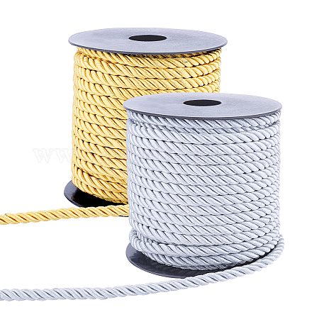 Pandahall 5mm cordon torsadé garniture 40 mètres or gris garniture décorative fil pour bricolage OCOR-PH0003-73-1