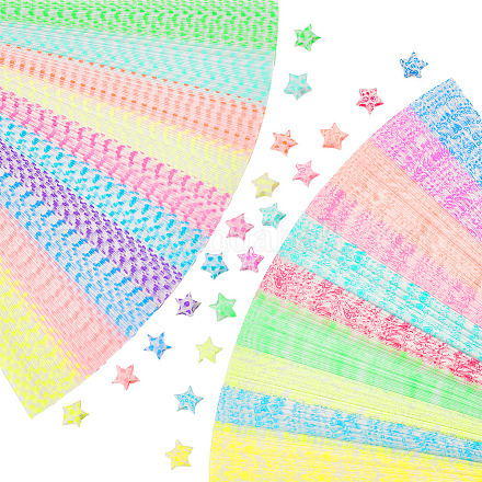 2 набор из 2 стилей 10 цветов светящейся бумаги для оригами в виде звезды удачи DIY-CP0010-80-1