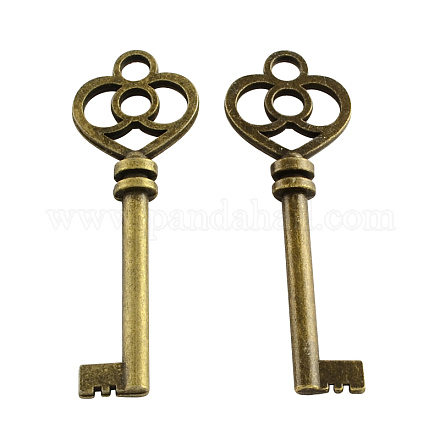 Tibetan Style Alloy Skeleton Key Big Pendants TIBEP-Q035-39AB-NR-1