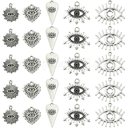50 шт. 5 стиля подвески из цинкового сплава в тибетском стиле со стразами FIND-SC0019-10-1