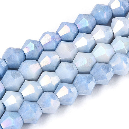 Антикоррозийные гальванические биконические стеклянные бусины EGLA-T021-6mm-16-09-1