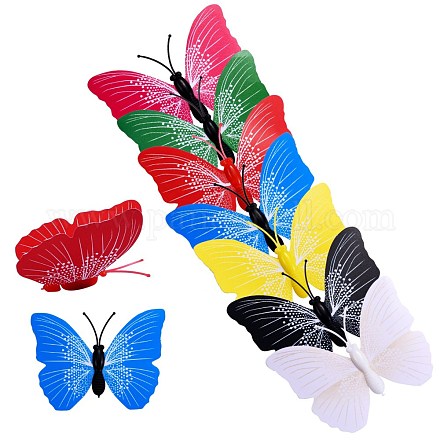 70pcs 7 colores pvc decoraciones de mariposa de plástico DJEW-SZ0001-05-1