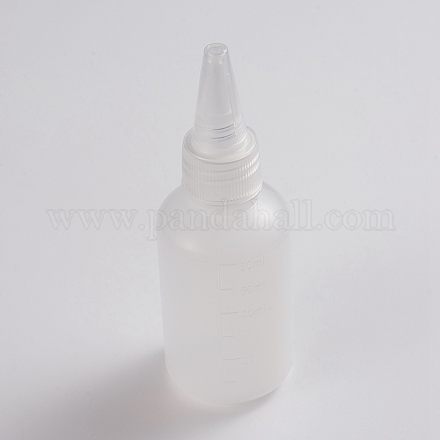 プラスチック目盛り付き接着剤ボトル  スクイズボトル  漏れ防止キャップ付き  ホワイト  11.2x3.9cm  容量：60ミリリットル X-TOOL-WH0021-40-60ml-1