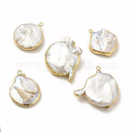 Colgantes de perlas keshi naturales barrocas PEAR-P004-24KCG-1